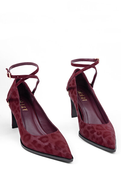 MARY Leopard Print Ankle Strap Pointed Toe Thin Heel Women's Stiletto Shoes