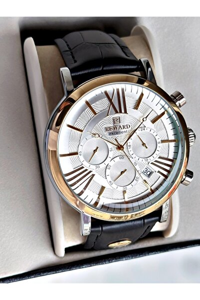 Reward Siyah Renk Deri Kordon Orjinal Klips Fonksiyonlu Erkek Kol Saati + BİL...
