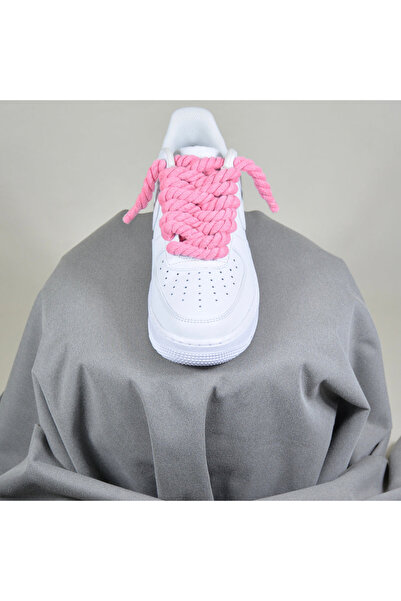 Nike Air Force 1 Low Sneakers Custom Laces with Pink Rope-Pink Chunky Lace