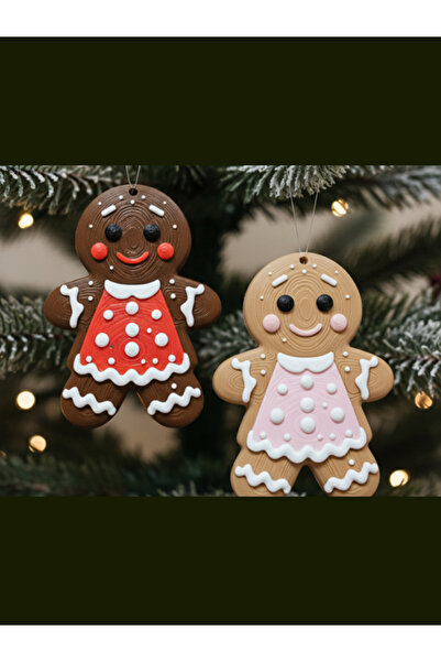 Heners 4 Pieces Cookie Man Gingerbread Christmas Pine Tree Ornament Decor Decoration Set 5 cm