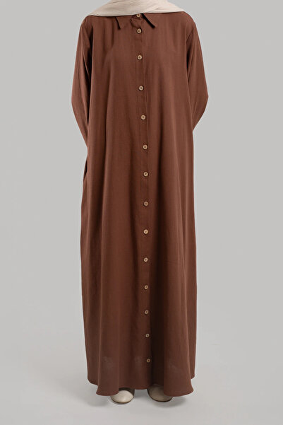 Lemaye Φόρεμα από λινό πουκάμισο - Καφέ