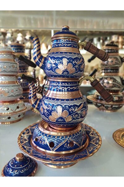 KARACA BAKIR İşlemeli 1.5lt Küçük Bakır ÇAYDANLIK-Osmanlı Ocaklı-Küçük Boy Ba...