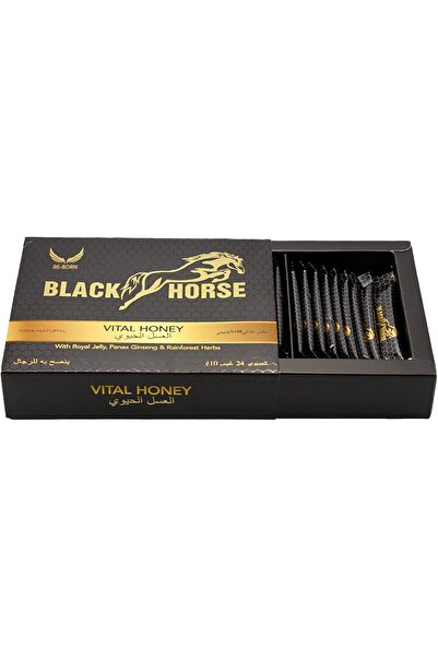 BLACKHORS EFYC Black Horse - Pack of 24 organic honey sachets for men with natural bee pollen and mixed herbs