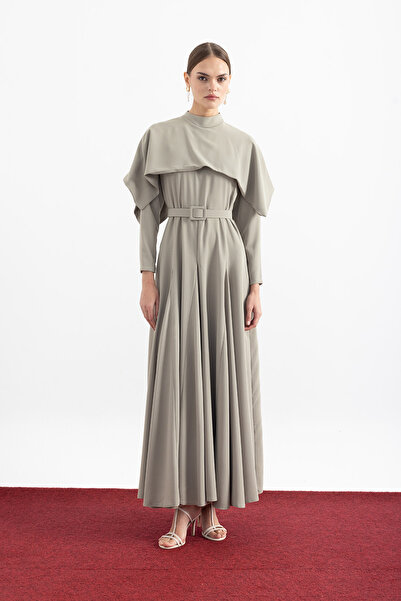 Birgül Bektaş Asymmetrical Cut Cape Dress