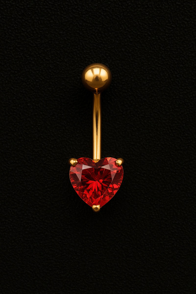 ömay takı Kalp Zirkon 316l Cerrahi Çelik Göbek Piercing