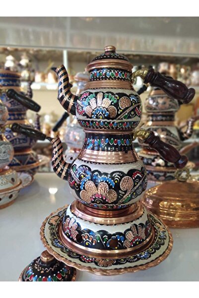 KARACA BAKIR İşlemeli 1.5lt Küçük Bakır ÇAYDANLIK-Osmanlı Ocaklı Küçük Boy Ba...