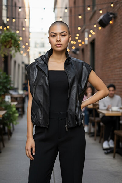 SEMİZ GİYİM Deri Görünümlü Yelek