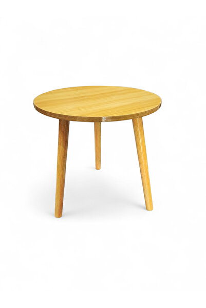 BN Small Round Folding End Table, Movable Coffee Table with 3 Legs, Simple Modern Unit Table Biege