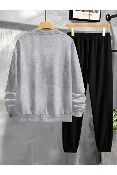 Massgai Unisex Milano Italy Printed Cotton Crew Neck Bottom-Top Tracksuit Set