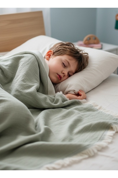 PAMUK HANIM 100% Cotton 4-Layer Muslin Baby Girl Boy Children's Blanket 130X130Cm/Khaki