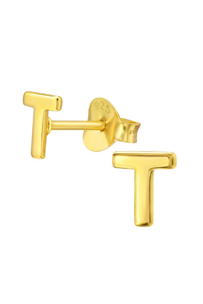 Sophia Collection Cercei copii argint 925 placat cu aur 24K model initiala T