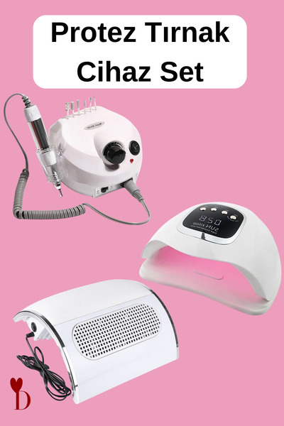 Dami Beauty 💅 Profesyonel Protez Tırnak Başlangıç Seti | UV Kurutucu + Freze + Toz Çekme Makinesi (Salon Tipi)