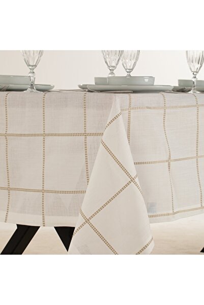 etuval مفرش طاولة منقوش - بيج