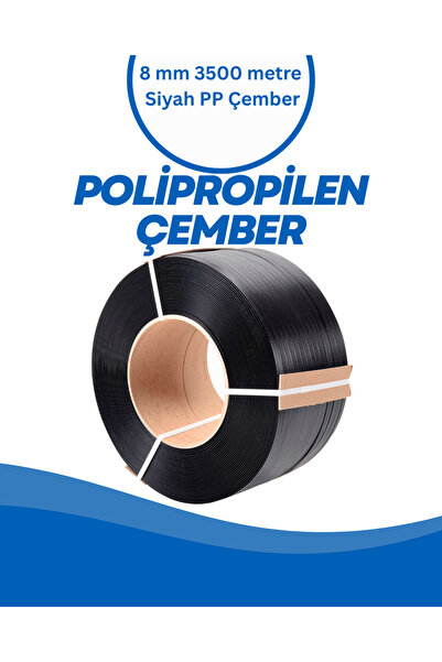 Yarı Otomatik Makine Çemberi ( 8 mm Siyah Polipropilen ( PP ) Çember 3500 Metre )