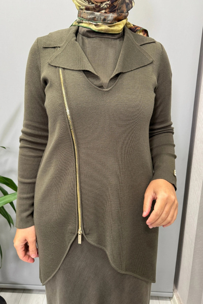 MISS DALIDA Flared Skirt Khaki T26K-2007