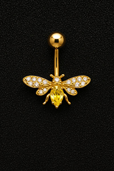 ömay takı Arı Zirkon 316l Cerrahi Çelik Göbek Piercing