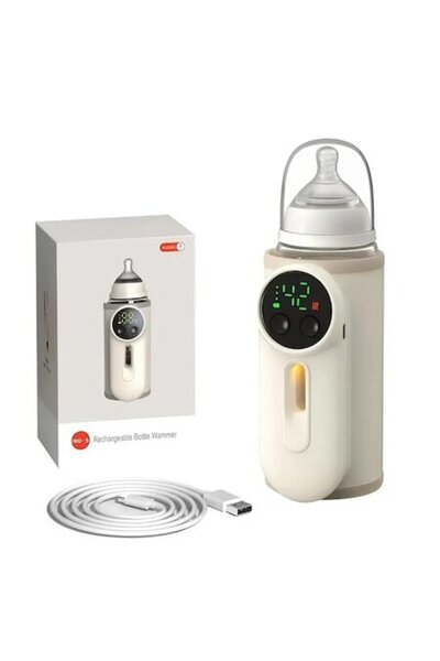 HADEX Încălzitor portabil de biberoane, 8000mAh, 6 niveluri de temperatură 37-55°C, USB-C 18W, alb