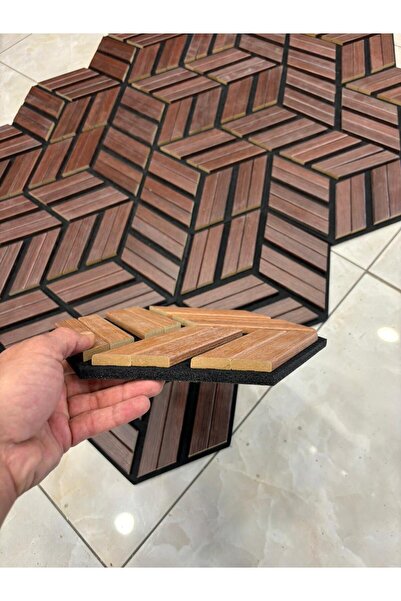 DDTREND 3 Boyutlu Altıgen Akustik Duvar Paneli MDF Ahşap Siyah Keçeli 15-25-2...