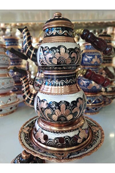 KARACA BAKIR İşlemeli 1.5lt Küçük Bakır ÇAYDANLIK-Osmanlı Ocaklı-Küçük Boy De...