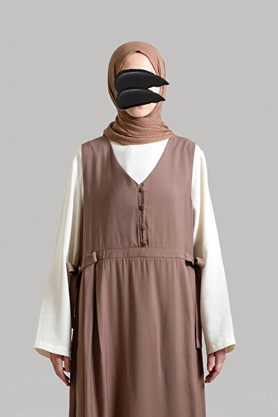 Lemaye Buttoned Tenselsoft Gilet Dress - Brown