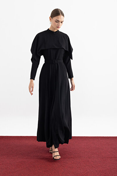 Birgül Bektaş Asymmetrical Cut Cape Dress