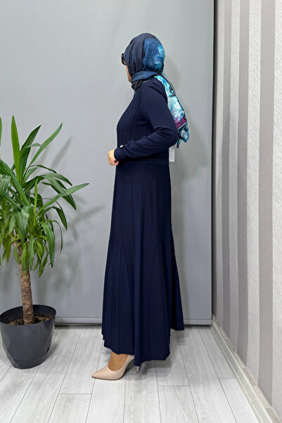 MISS DALIDA Knitted Technical Knitwear Dress Navy Blue T25Pf-4001