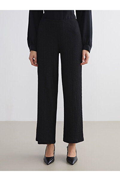 LC Waikiki Elastic Waist Textured Wide Leg Women's Trousers