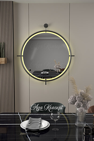 AGA KONSEPT LED li Simirna Ayna SİYAH 50*60 cm, 60*70 cm, 75*85 cm Dekoratif ...