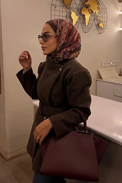 ED Scarf Bright Floş Viskon Şal - Kahverengi