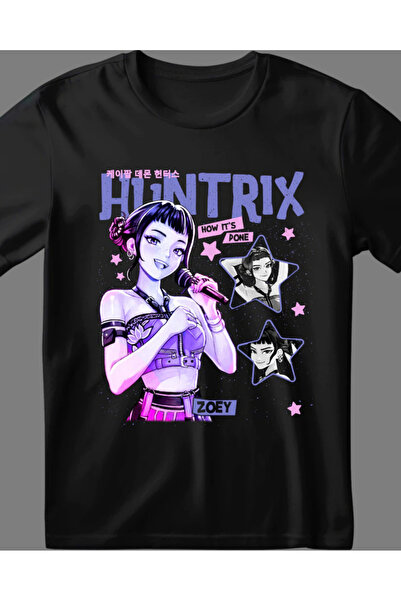 barsdepo Huntrix Baskılı Tişört, Oversize Unisex Tişört Çocuk / Yetişkin (Süp...