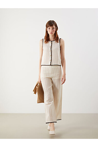 LC Waikiki Elastic waist Lace-Like Knit women pants