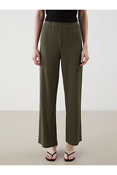 LC Waikiki Elastic Waist Textured Wide Leg Women's Trousers