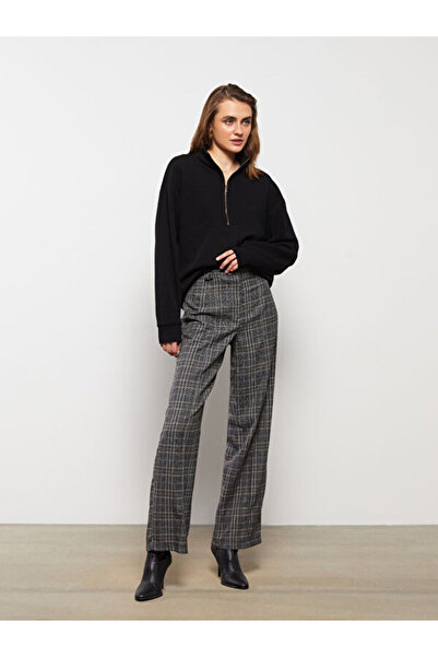 LC Waikiki Standard Fit Plaid Women's Trousers