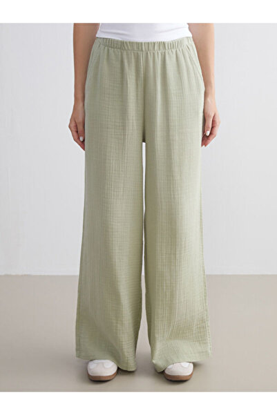 LC Waikiki Elastic Waist Textured Muslin Women's Trousers