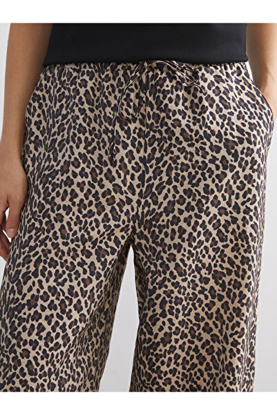 LC Waikiki Leopard Print Women's Trousers with Elastic Waist