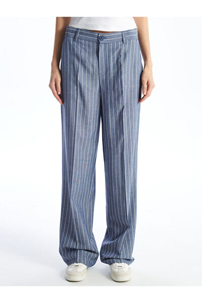 LC Waikiki Standard Fit Striped Linen Blended Women's Trousers