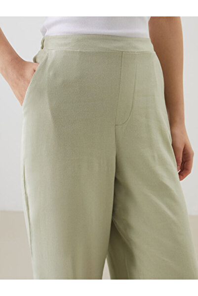 LC Waikiki Women's Linen Blended Pants with Elastic Waist