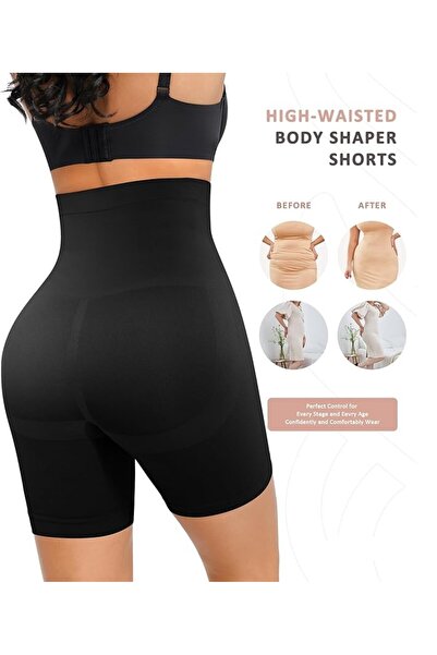 4basix Women's Tummy Control High-Waist Shapewear Shorts - Black