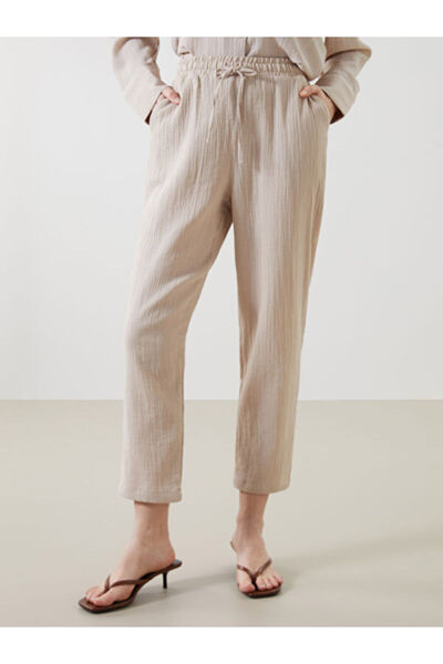 LC Waikiki Elastic Waist Textured Women's Trousers