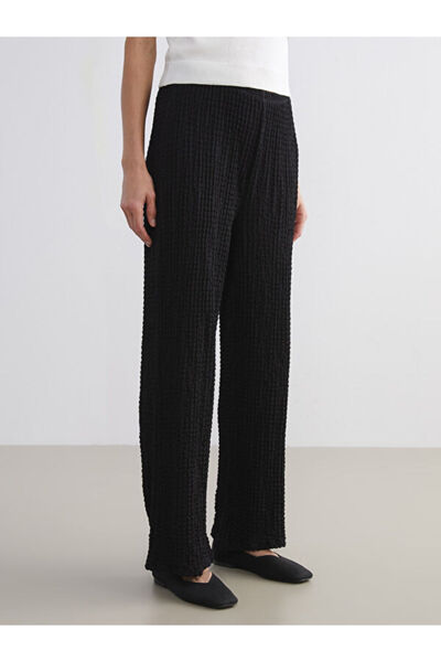 LC Waikiki Elastic Waist Textured Wide Leg Women's Trousers