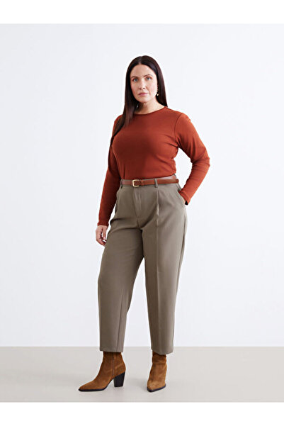 LC Waikiki Beli Kemerli Loose Fit Women's Pleated Trousers