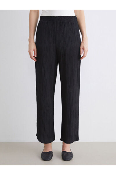 LC Waikiki Elastic Waist Textured Wide Leg Women's Trousers