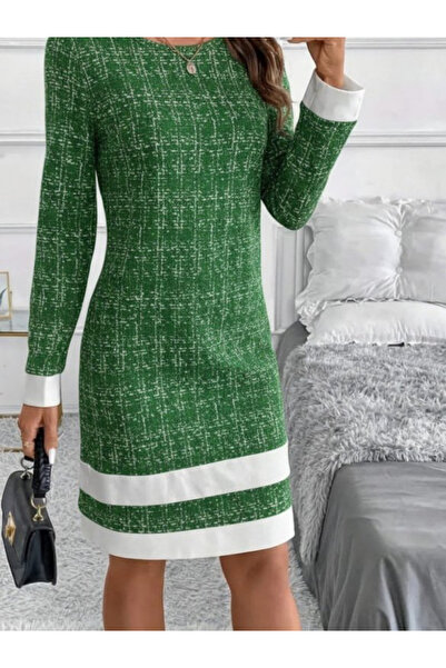 Modayakamoz Yeni Sezon İthal Krep Kumaş Kadın Mini Elbise Uzun Kollu Bisiklet...