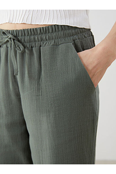 LC Waikiki Straight Muslin Women's Trousers with Elastic Waist