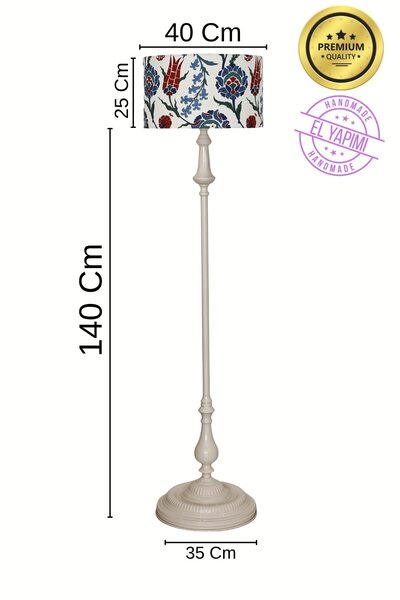 APCASADECOR Çini Desenli Bej Metal Ayak Lambader