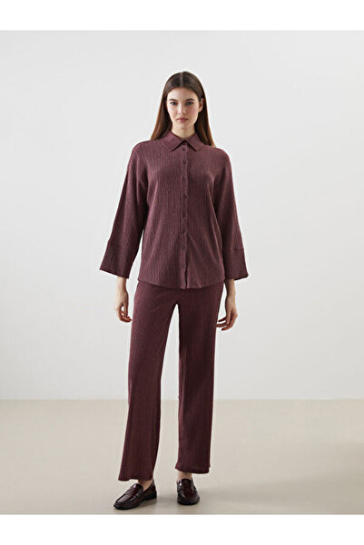 LC Waikiki Standard Fit Textured Wide Leg Women's Trousers