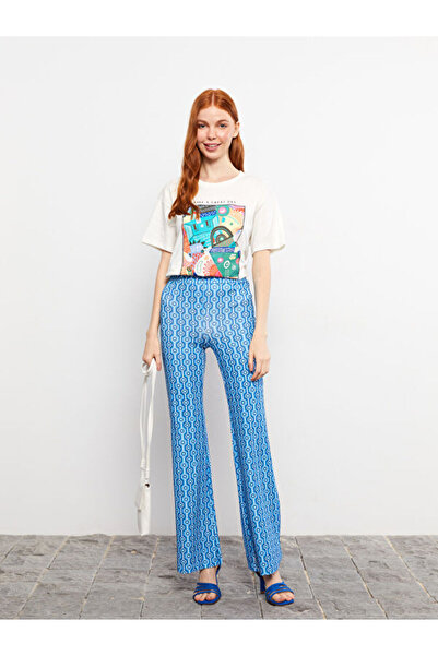 LC Waikiki Patterned Women's Trousers with Elastic Waist
