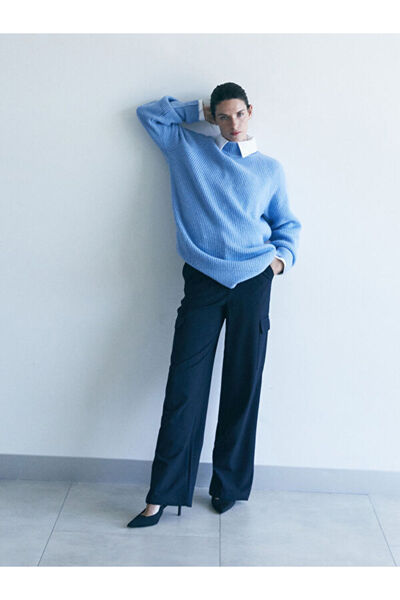 LC Waikiki Pantaloni cargo pentru femei cu dungi cu picioare largi