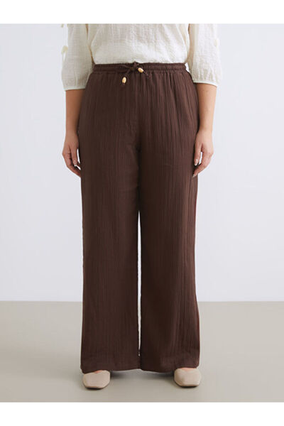LC Waikiki Elastic Waist Textured Wide Leg Women's Trousers