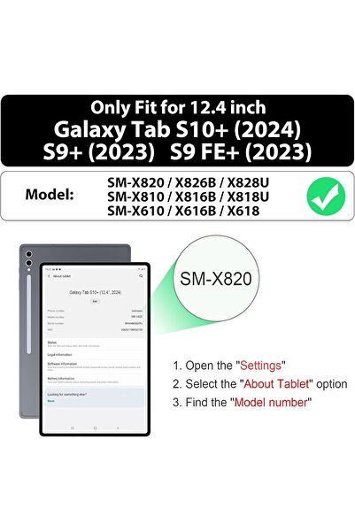 HYX Case for Samsung Galaxy Tab S10+/S9 FE+/S9 Plus 12.4-inch, Shockproof, Black